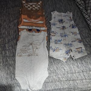 Carter's  Tropical Bodysuit Collection - Gray, Orange, and Blue